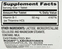 Vitamin B1, 50 mg by Rugby 100 Tablets (1 or 3 Pack) - Image 3