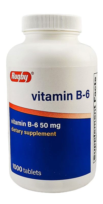 Vitamin B-6, 50 mg 1000 Tablets by Rugby - Main product image