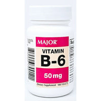 Vitamin B6, 50 mg 100 Tablets by Major - Image 1