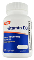 Vitamin D3, 1250 mcg (50000 IU) 100 Capsules by Rugby - Image 1
