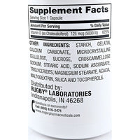 Vitamin D3 125 mcg (5000 IU), 100 Capsules by Rugby - Image 2