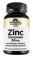 Zinc Gluconate 50 mg 100 Tablets by Windmill - Image 1