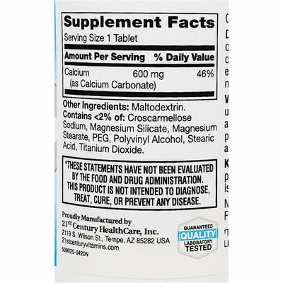 21st Century 600 Calcium Supplement, 75 Tablets