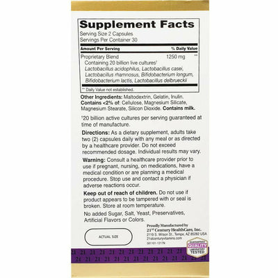 Advanced Probiotic 1250 mg, 60 Capsules by 21st Century