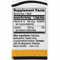 Vitamin B12 500 mcg 110 Tablets by 21st Century - Image 2