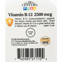Vitamin B12 2500 mcg (Quick Dissolve) 110 Sublingual Tablets by 21st Century - Image 4