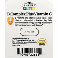 Vitamin B Complex plus Vitamin C, 100 Tablets by 21st Century - Image 4