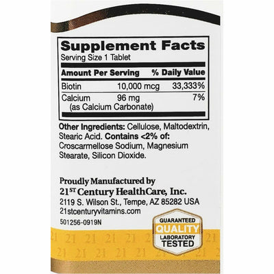 21st Century Biotin, 10000 mcg 120 Tablets