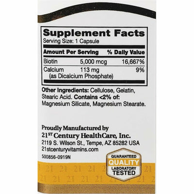 Biotin 5000 mcg 110 Capsules by 21st Century 