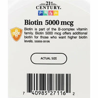 Biotin 5000 mcg 110 Capsules By 21st Century - Image 4