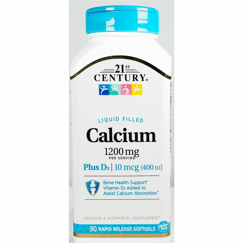 Calcium 1200 mg plus D3, 90 Rapid Release Softgels by 21st Century - Main product image