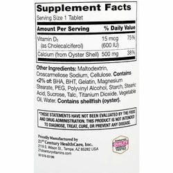  Calcium 500 mg + D3 400 Tablets by 21st Century