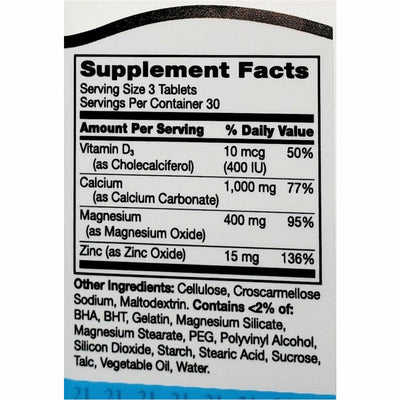 21st Century Calcium, Magnesium, Zinc plus D3 90 Tablets