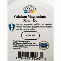 Calcium, Magnesium, Zinc plus D3 90 Tablets by 21st Century - Image 4