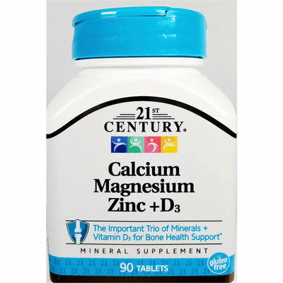 Calcium, Magnesium, Zinc plus D3 90 Tablets by 21st Century