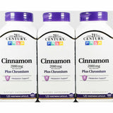 21st Century Cinnamon Plus Chromium, 2000 mg 120 Capsules (3 Pack)