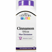 Cinnamon Plus Chromium, 2000 mg 120 Capsules (1 or 3 Pack) by 21st Century - Image 1