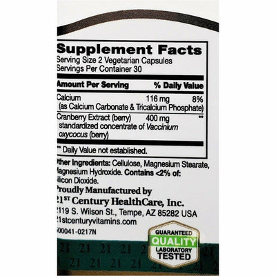 21st Century Cranberry Extract, 400 mg 60 Vegetarian Capsules