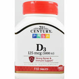 21st Century D3, 125 mcg (5000 IU) 110 Tablets (Immune Support)