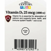 Vitamin D3, 25 mcg (1000 IU) 300 Tablets by 21st Century - Image 4
