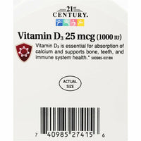 Vitamin D3 25 mcg (1000 IU), 250 Rapid Release Softgels by 21st Century - Image 4