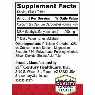 21st Century MSM, 1000 mg 90 Tablets
