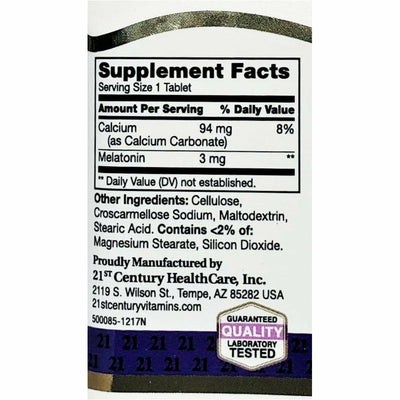 21st Century Melatonin 3 mg 200 Tablets 