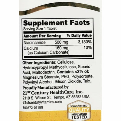 21st Century Niacinamide  500 mg (Prolonged Release), 110 Tablets