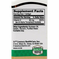 Vitamin E, 90 mg (200 IU) 110 Softgels by 21st Century - Image 2