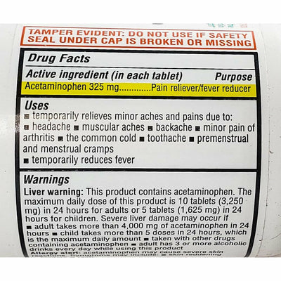 Acetaminophen 325 mg 100 Tablets by Rugby