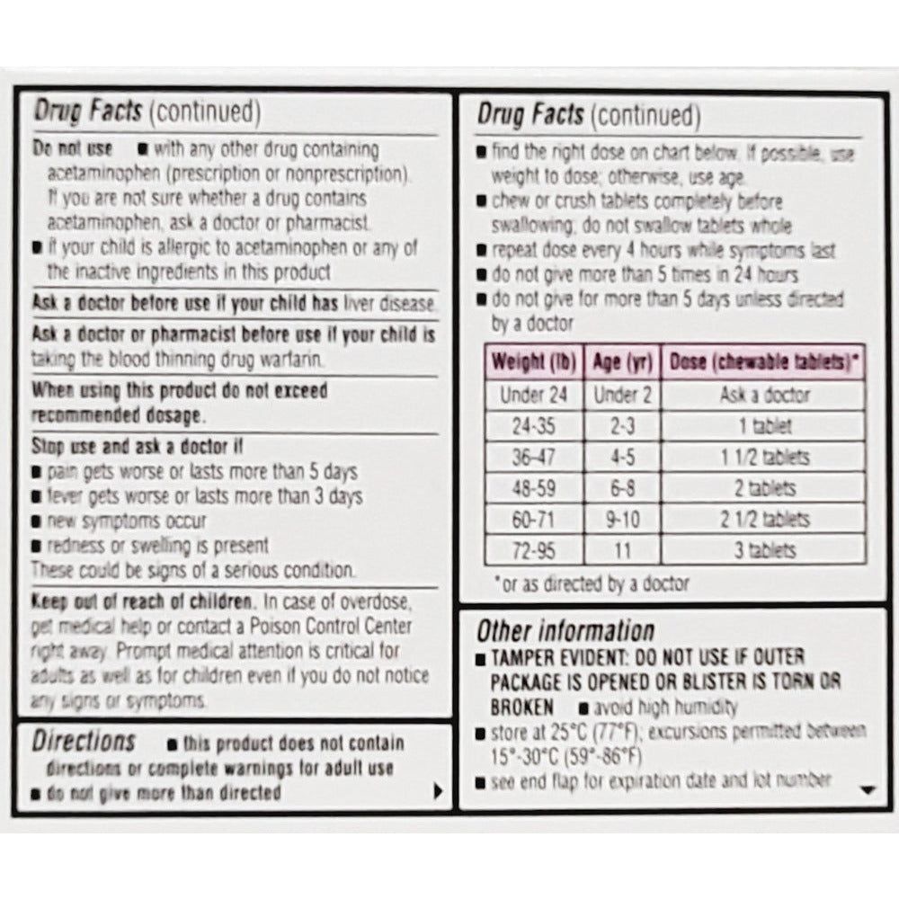 Children's Acetaminophen 160 mg Chewable Tablets Hargraves Online