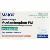Acetaminophen PM 500 mg 50 Caplets each by Major (1, 3 or 6 Pack) - Image 1