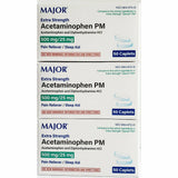 Acetaminophen PM 500 mg 50 Caplets each (3 pack) by Major