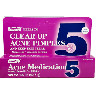 Acne Medication Gel (Benzoyl Peroxide 5%) 1.5 oz each (1, 3 or 6 Pack) by Rugby