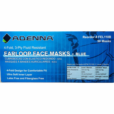 Ear Loop Face Masks (Blue) 50 Count 