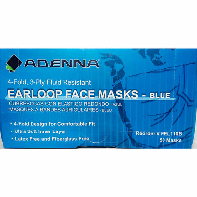 Ear Loop Face Masks (Blue) 50  Count 