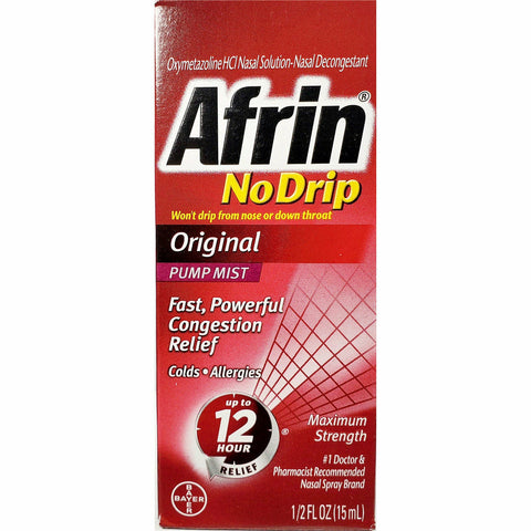 Afrin No Drip Original, Nasal Pump Mist 1/2 fl oz (15 mL)