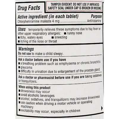 Allergy Tablets (Chlorpheniramine Maleate) 4 mg 1000 Count by Major