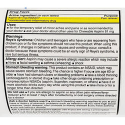 Aspirin (Low Dose) 81 mg, 1000 Chewable Tablets by Major