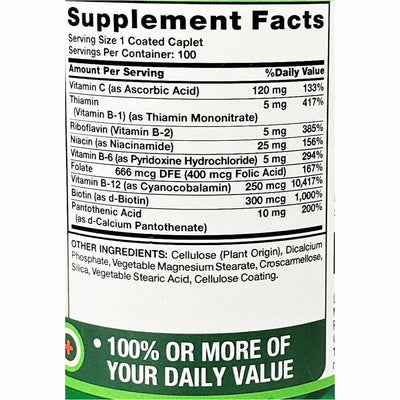  B-Complex plus Vitamin C, 100 Coated Caplets
