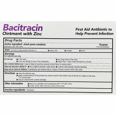 First Aid Bacitracin Ointment with Zinc, 1 oz