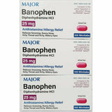 Banophen Diphenhydramine 25 mg, 100 Minitabs by Major (3 Pack)