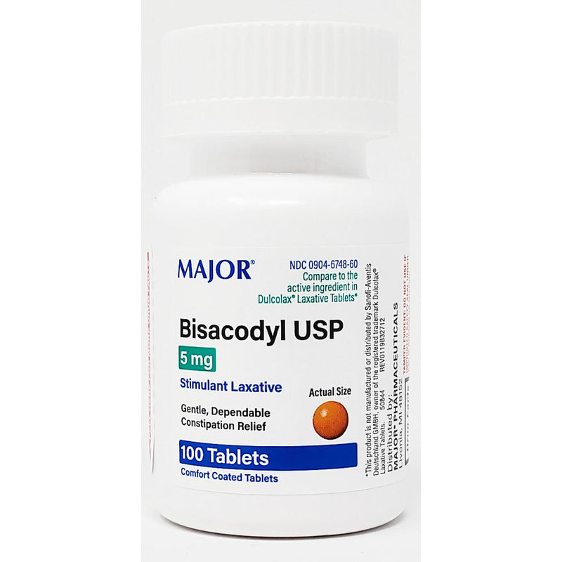 Bisacodyl 5 mg (Stimulant Laxative) 100 Coated Tablets by Major - Main product image