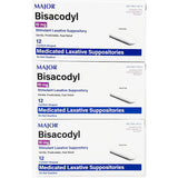 Bisacodyl Suppository 10 mg 12 Count by Major (1 or 3 Pack)