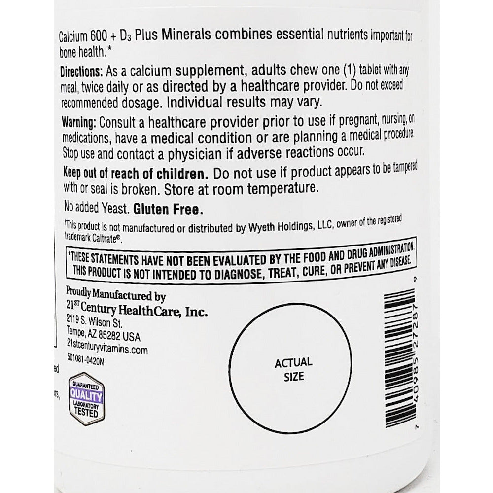 Calcium Supplement 600 mg Plus D3 Hargraves Online Healthcare