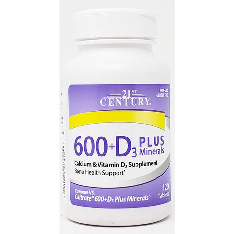 Calcium 600 mg D3 plus Minerals, 120 Tablets by 21st Century