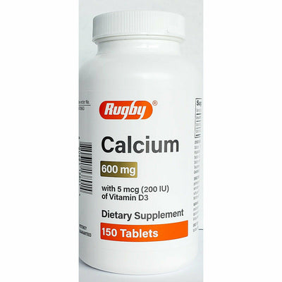 Calcium 600 mg with D3 (200 IU) 150 Tablets each by Rugby (1 or 3 Pack)