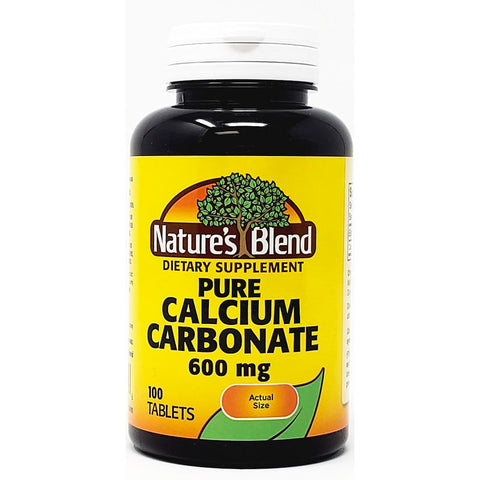 Calcium Carbonate 600 mg (Pure) 100 Tablets by Natures Blend