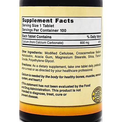 Calcium Carbonate 600 mg (Pure) 100 Tablets by Natures Blend