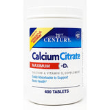 Calcium Citrate Maximum plus D3, 400 Tablets by 21st Century